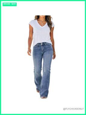 Women's High Waisted Bootcut Flare Jeans Stretchy Denim Wide Leg Pants